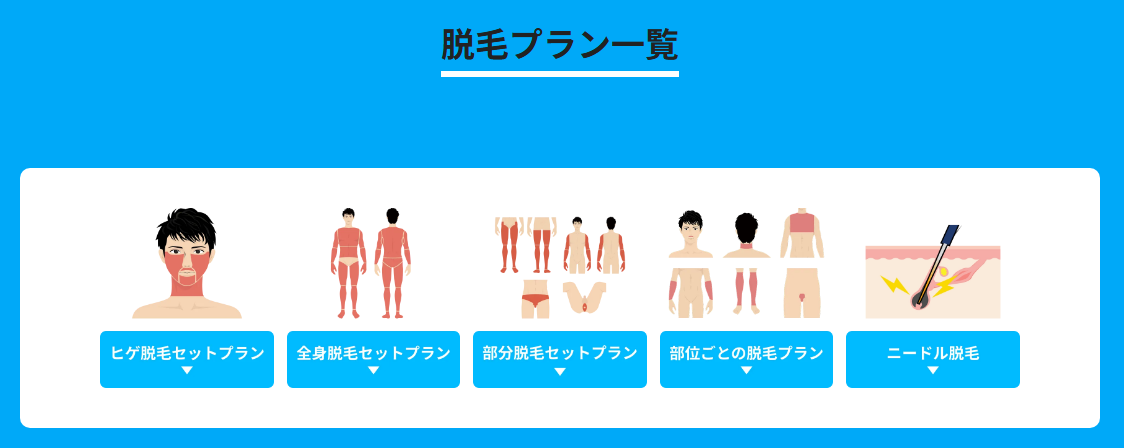 メンズリゼの特徴プラン