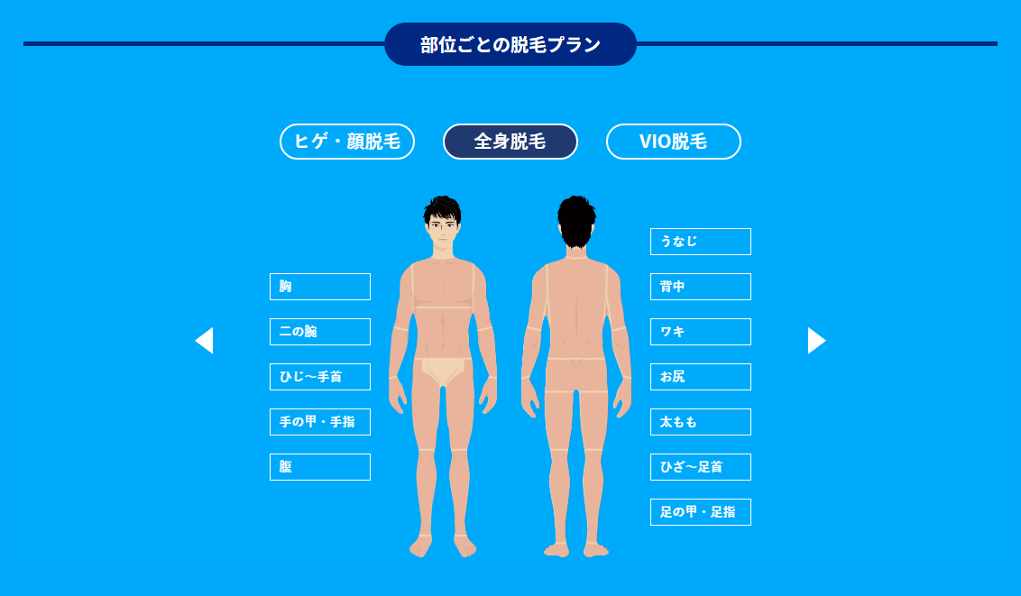 メンズリゼ部位プラン